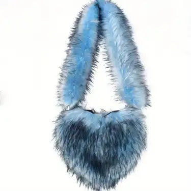 Baby blue fur purse