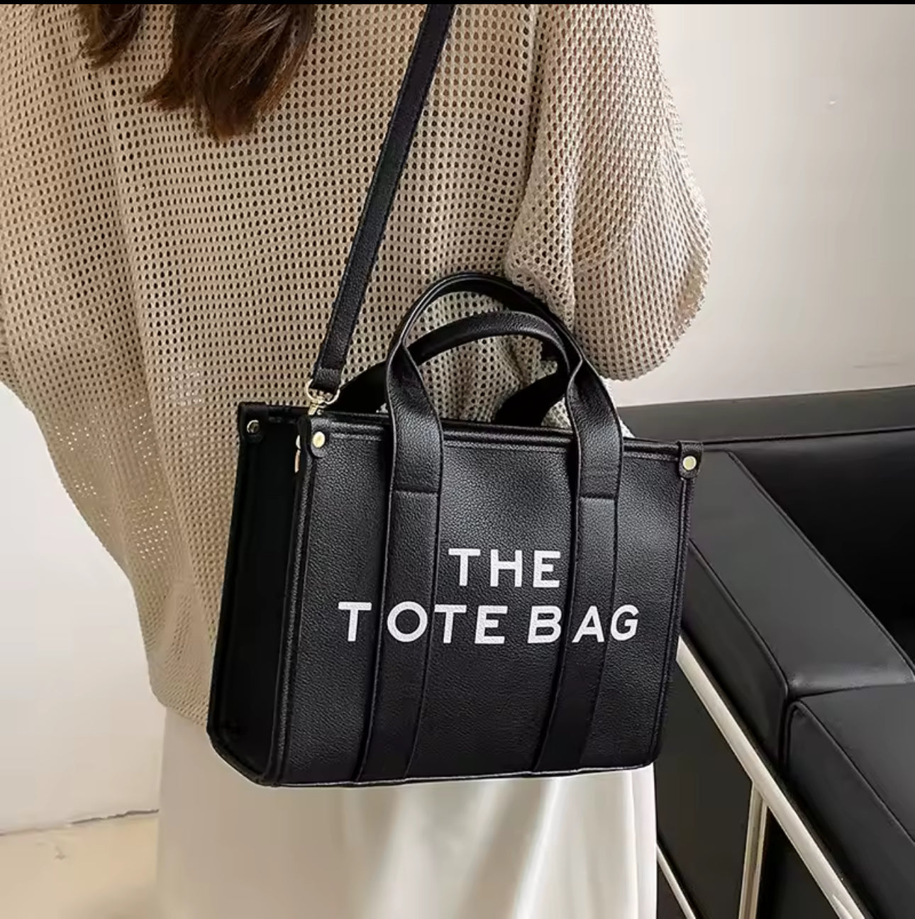 Black leather Tote Bag
