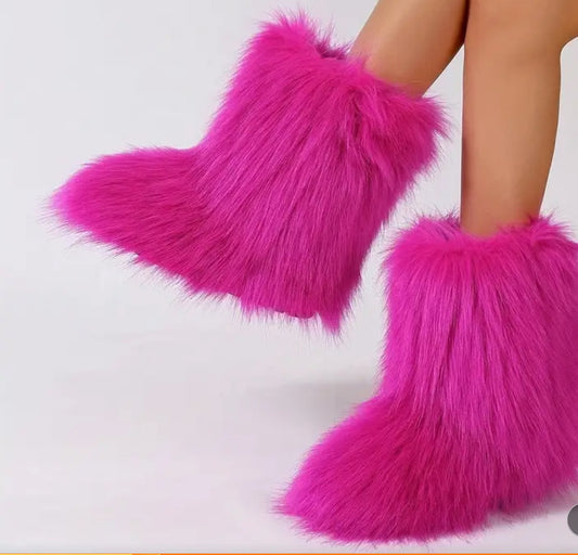 Hot pink Candy fuzzy boot